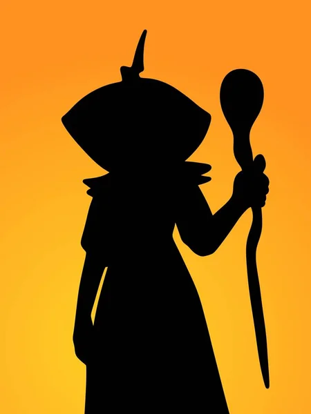 Silhouette Une Sorcière Costume Halloween — Photo