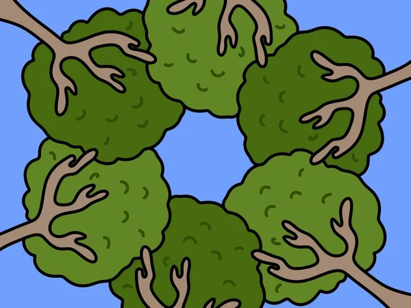 Tree Cartoon Blue Background — Photo