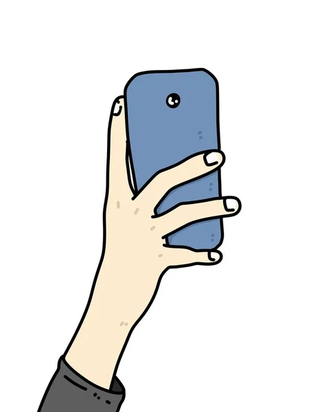 hand with a phone on white background