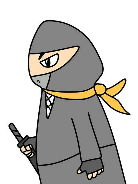Roztomilý Ninja Karikatura Bílém Pozadí — Stock fotografie