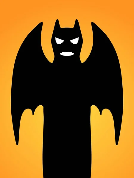 Schwarzes Böses Monster Auf Orangefarbenem Hintergrund — Stockfoto
