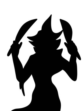 Cadı şeklindeki siyah beyaz