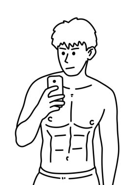 Siyah ve beyaz renkli yakışıklı adam çizgi filmi.