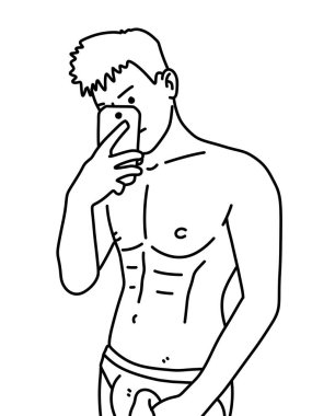 Siyah ve beyaz renkli yakışıklı adam çizgi filmi.