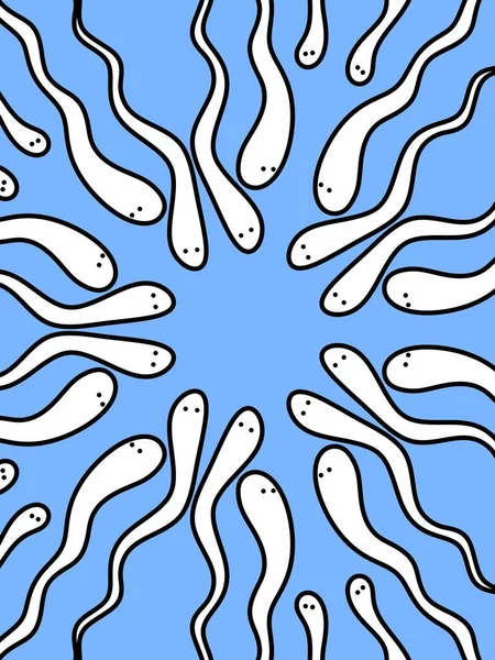 Carino Sperma Cartone Animato Sfondo Blu — Foto Stock