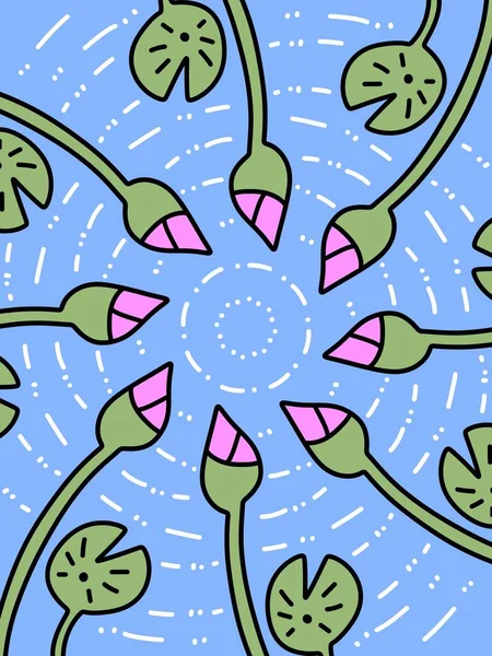Kunst Farbe Der Lotusblume Cartoon — Stockfoto