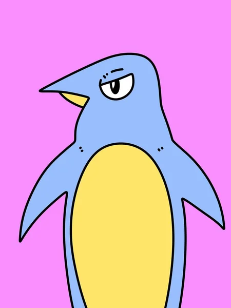 ピンクを背景にした可愛いペンギン漫画 — ストック写真