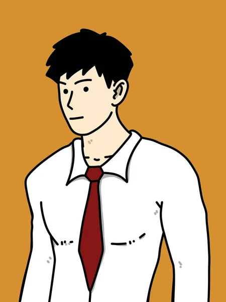 Carino Uomo Cartone Animato Sfondo Arancione — Foto Stock
