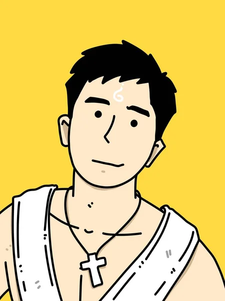 Lindo Hombre Dibujos Animados Sobre Fondo Amarillo —  Fotos de Stock