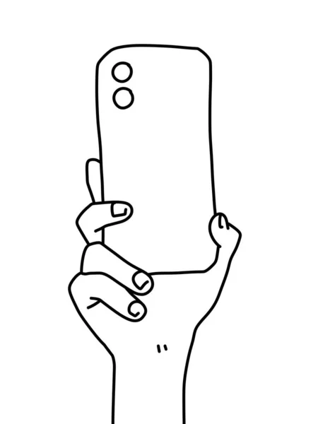 Mão Preta Branca Segurando Smartphone Com Uma Mensagem Para Colorir — Fotografia de Stock