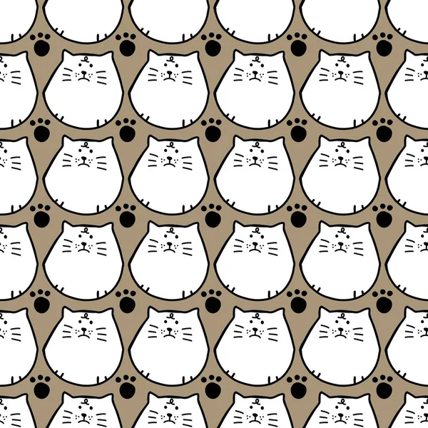 可愛い猫漫画のシームレスなパターン — ストック写真