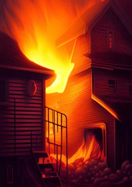 在壁炉中燃烧的火 — 图库照片