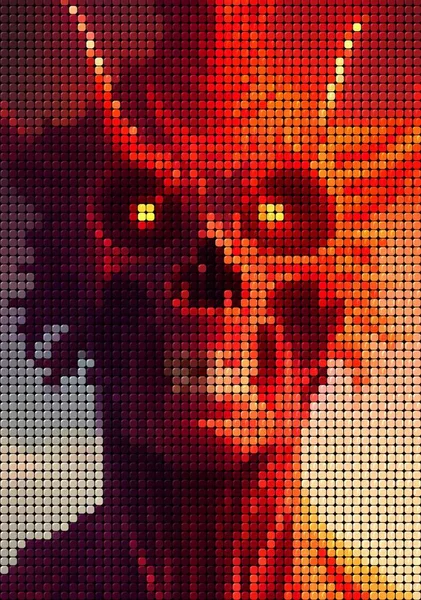Pixel Rajzfilm Gonosz Pokolban — Stock Fotó