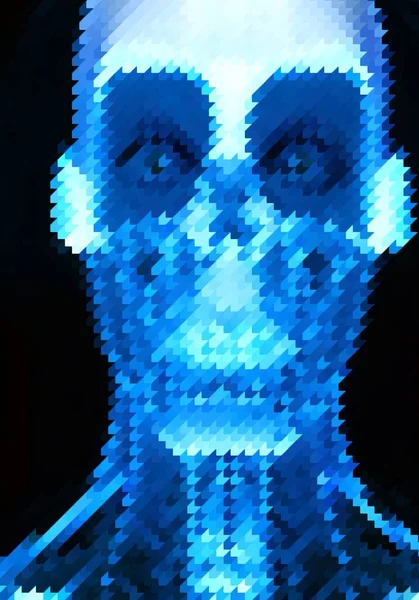 pixel color of skull man cartoon