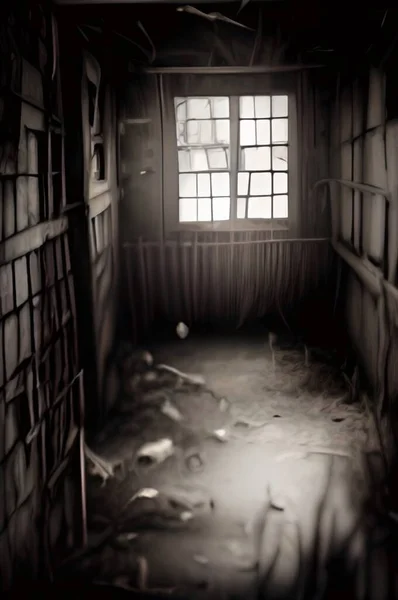 窓のある放棄された部屋 — ストック写真