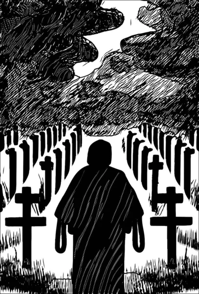 墓の中の幽霊の白と黒 — ストック写真
