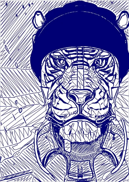 Сине Белый Мультфильм Человек Тигр — стоковое фото
