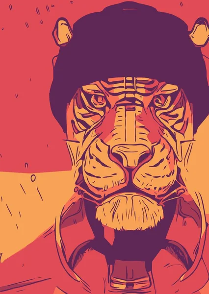 Arte Cor Dos Desenhos Animados Homem Tigre — Fotografia de Stock