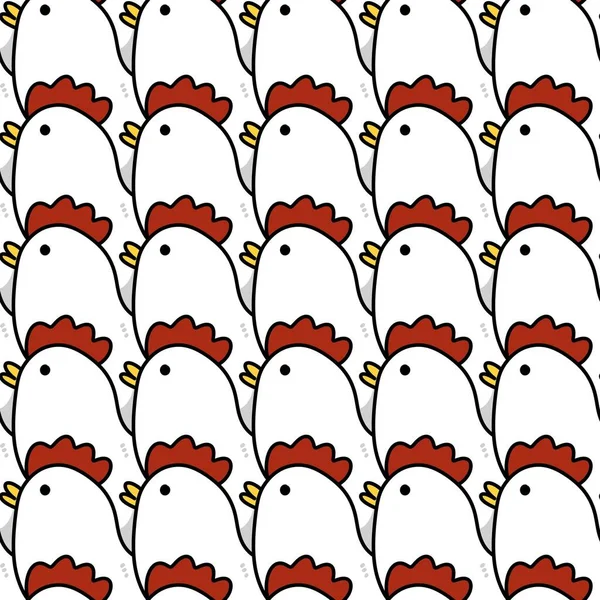 Seamless Pattern Cute Chicken Cartoon — Stock Photo, Image