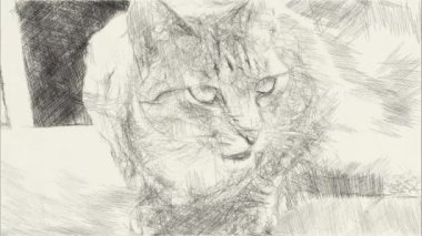 Tatlı tekir kediden siyah beyaz