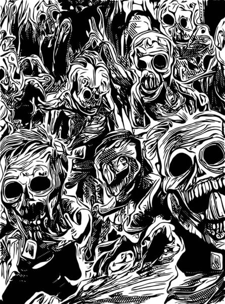 Svart Och Vitt Zombies Tecknad Film — Stockfoto
