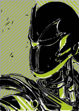 siyah ve yeşil robot çizgi filmi