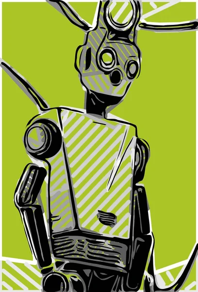 Zielony Kolor Kreskówki Robota — Zdjęcie stockowe