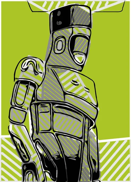 Grüne Farbe Des Roboter Cartoons — Stockfoto