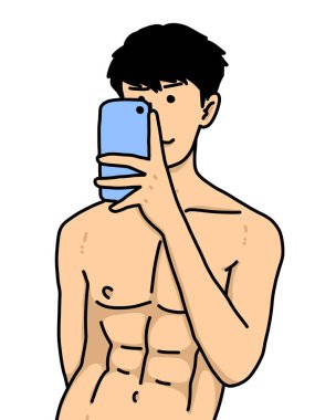 Beyaz arka planda sevimli bir adam çizgi filmi