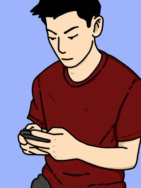 青い背景の可愛い男漫画 — ストック写真