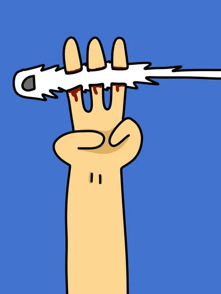 Hand Cartoon Und Blei Auf Blauem Hintergrund — Stockfoto