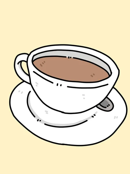 Κούπα Καφέ Πιατάκι Και Κουτάλι — Φωτογραφία Αρχείου