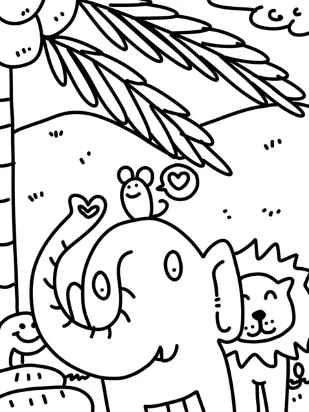 coloring book with cute cartoon animals