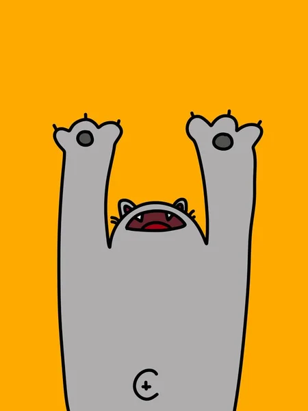 Roztomilý Kočka Karikatura Oranžovém Pozadí — Stock fotografie