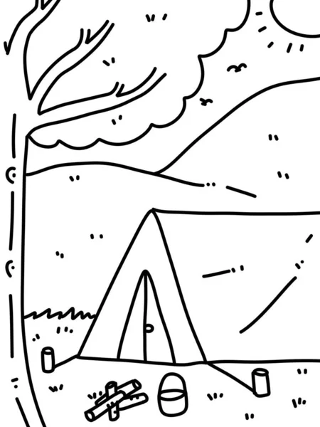 Boyama Için Bir Karikatür Kamp Çadırı Çizimi — Stok fotoğraf