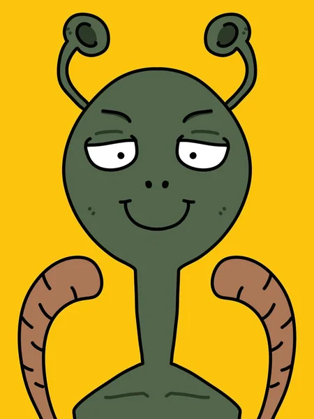 Ein Niedliches Außerirdisches Monster Auf Gelbem Hintergrund — Stockfoto