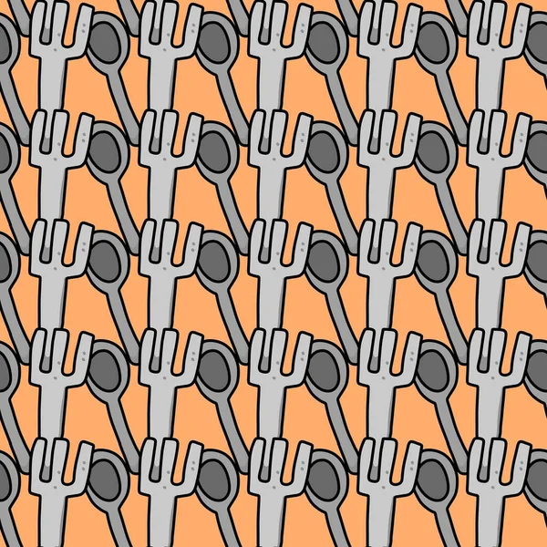 seamless pattern of spoon and fork cartoon