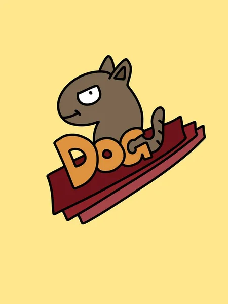 Logo Pies Kreskówka Żółtym Tle — Zdjęcie stockowe