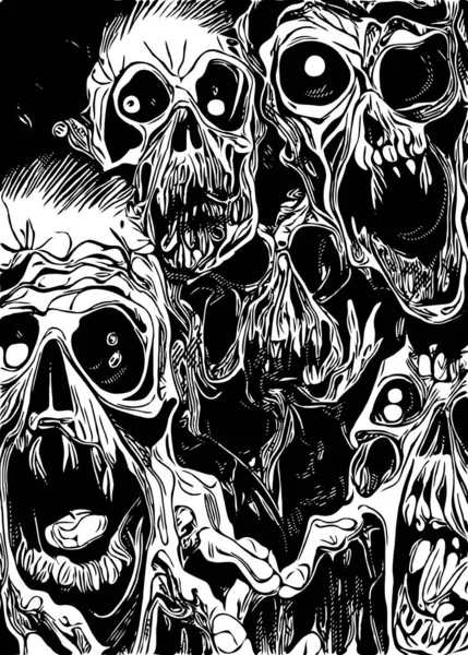 Negro Blanco Zombies Monstruo Dibujos Animados — Foto de Stock