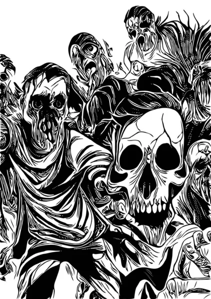Schwarz Weiß Zombie Cartoon — Stockfoto