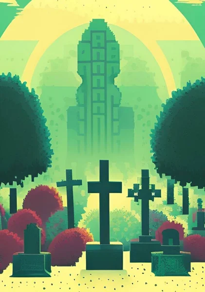 Pixel Dibujos Animados Tierra Muerta — Foto de Stock