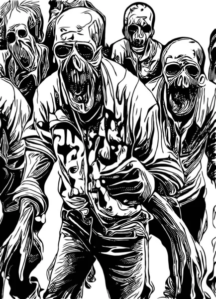 Черно Белый Мультфильм Зомби — стоковое фото