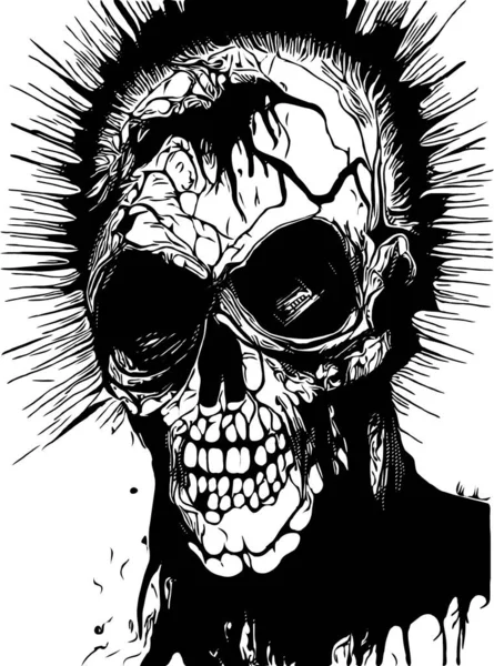 Blanco Negro Caricatura Del Cráneo —  Fotos de Stock