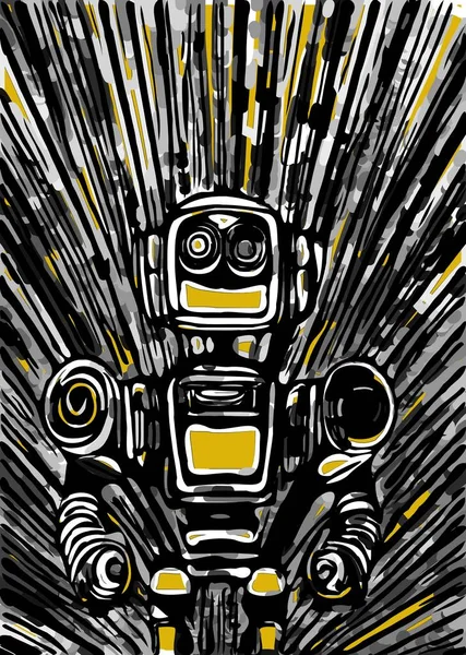 Arte Cor Dos Desenhos Animados Robô — Fotografia de Stock