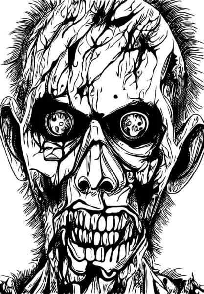 Svart Och Vitt Zombie Tecknad Film — Stockfoto