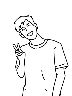 Siyah ve beyaz renkli yakışıklı adam çizgi filmi.