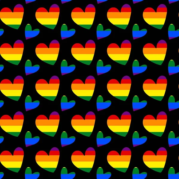 Nahtloses Muster Mit Handgezeichneten Cartoon Herz Liebe Herz Sterne Regenbogen — Stockfoto