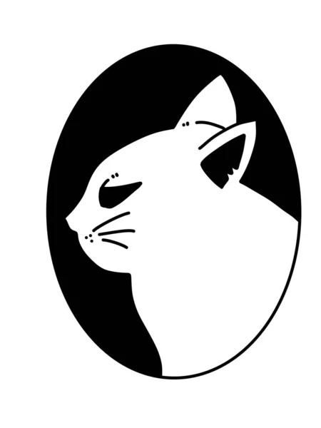 Черно Белый Кошачий Мультфильм — стоковое фото