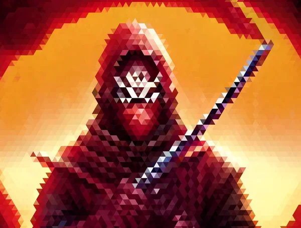 Pixel Kleur Van Ninja Achtergrond — Stockfoto