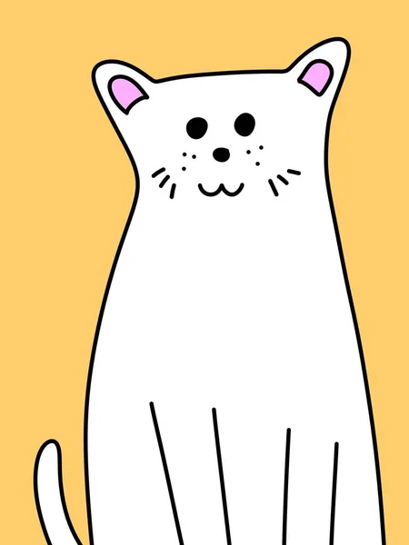 Carino Gatto Cartone Animato Sfondo Arancione — Foto Stock